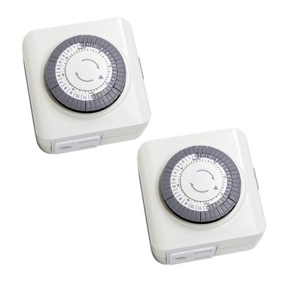 2 Pack 110-125V 3-Pin Mechanical Timer For House Use 24-Hour Outlet Control