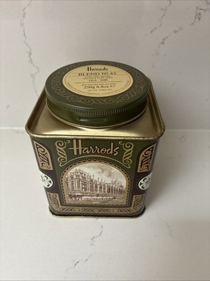 Harrods Knightsbridge London England Metal Tea Tin Blend No 42 Earl Grey EMPTY