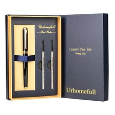 Stunning Luxury Rollerball Pen with 24K Gold Trim,Switzerland Tip with Black