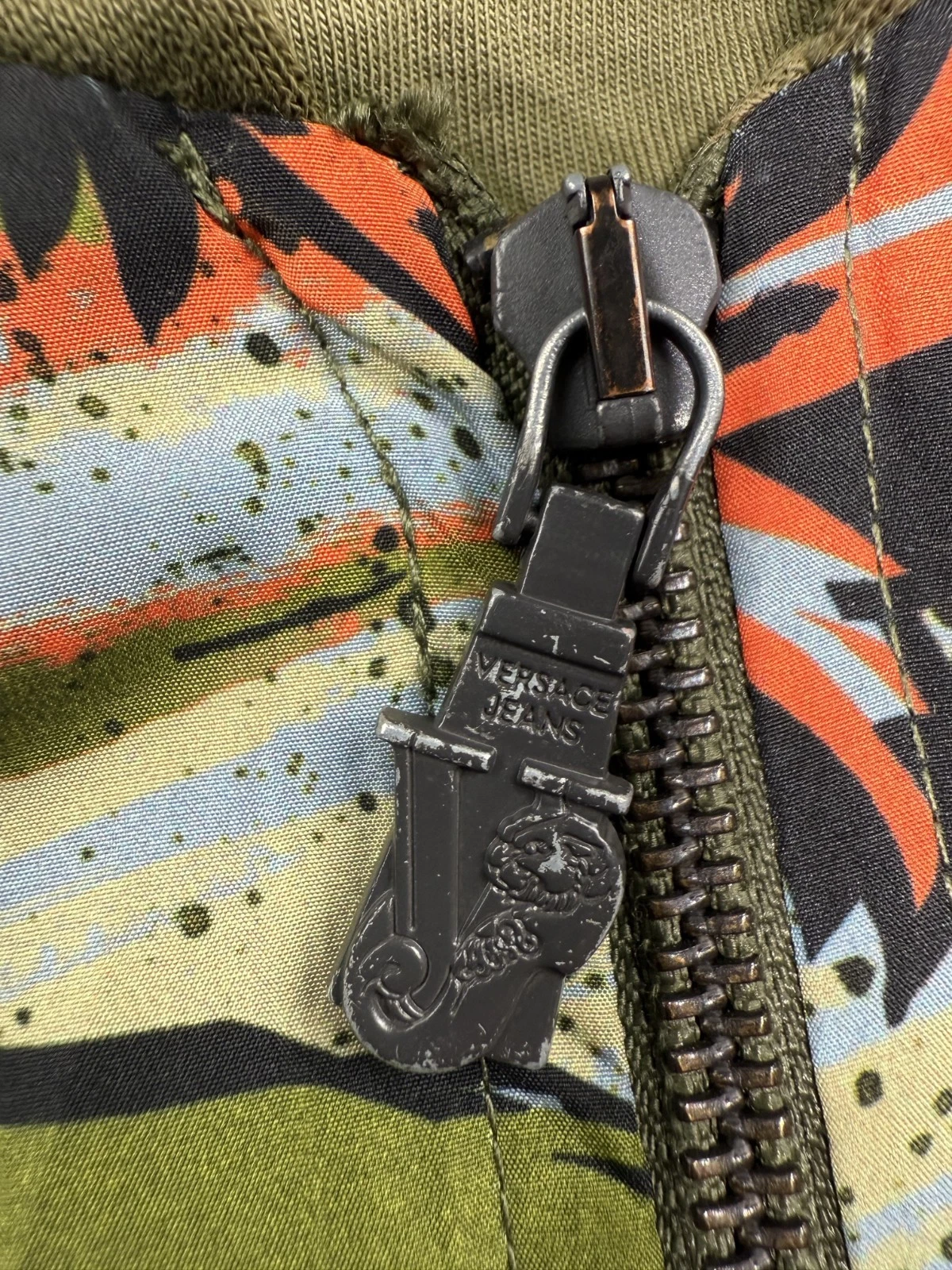 Versace Jeans Felpa con Cappuccio Uomo XL Verde Vestibilità (Grande) Full Zip Maglione Geometrico