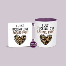 Leopard Print Heart Mug & Coaster: Funny Coffee Cup for Leopard Lovers