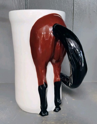 Happy Appy Studio Pottery Horse Lover Mug Tail Handle Bay Brown Rider Pony Club