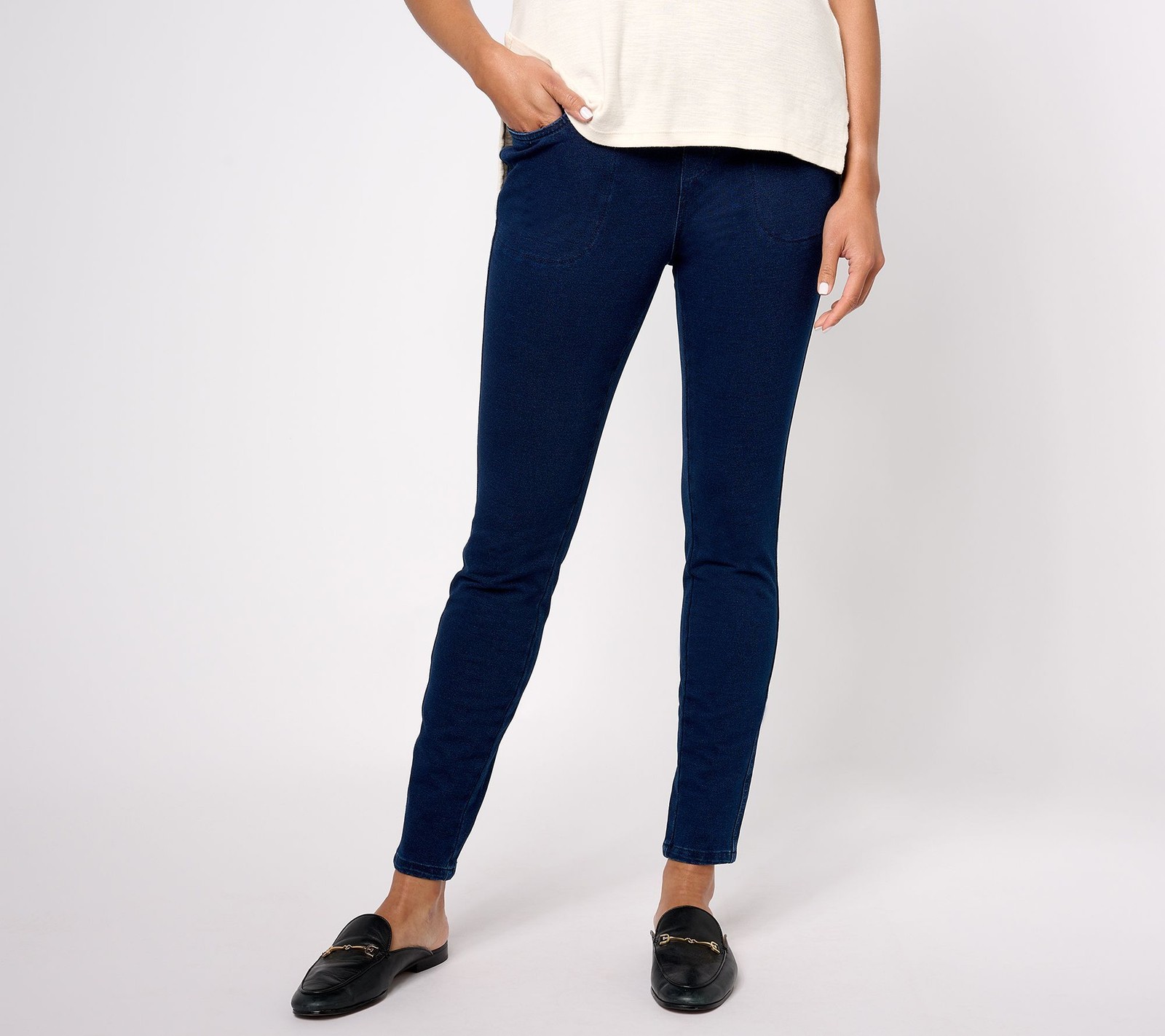 Quacker Factory Women's Plus Sz Pants 3X DreamJeannes Short Flat Blue A623764