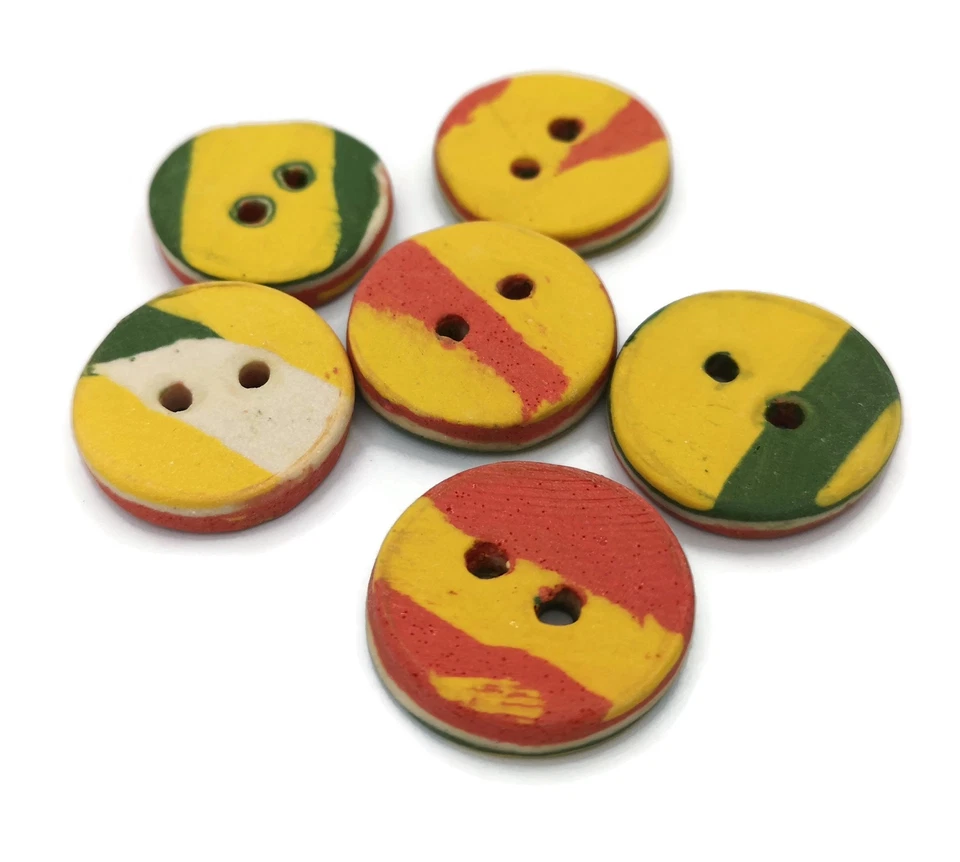 6Pc 25mm Handmade Sewing Buttons Round For Coat Jacket Blouse Scrapbooking Craft - Image 2 of 4
