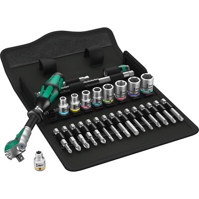 Wera 8100 SA 9 Zyklop Speed-Knarrensatz, zöllig, 1/4'', Werkzeug-Set, schwarz
