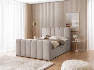 Boxspringbett Schlafzimmerbett DENIS 160x200cm Stoff Catch Me Hellgrau