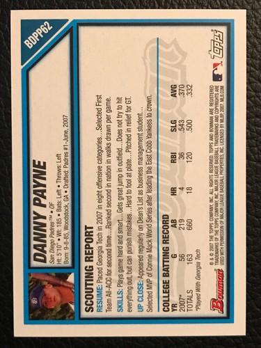 2007 Bowman Draft Picks & Prospect Prospect Baseball - Pick A Card -BDPP1 - 106 - Picture 182 of 218