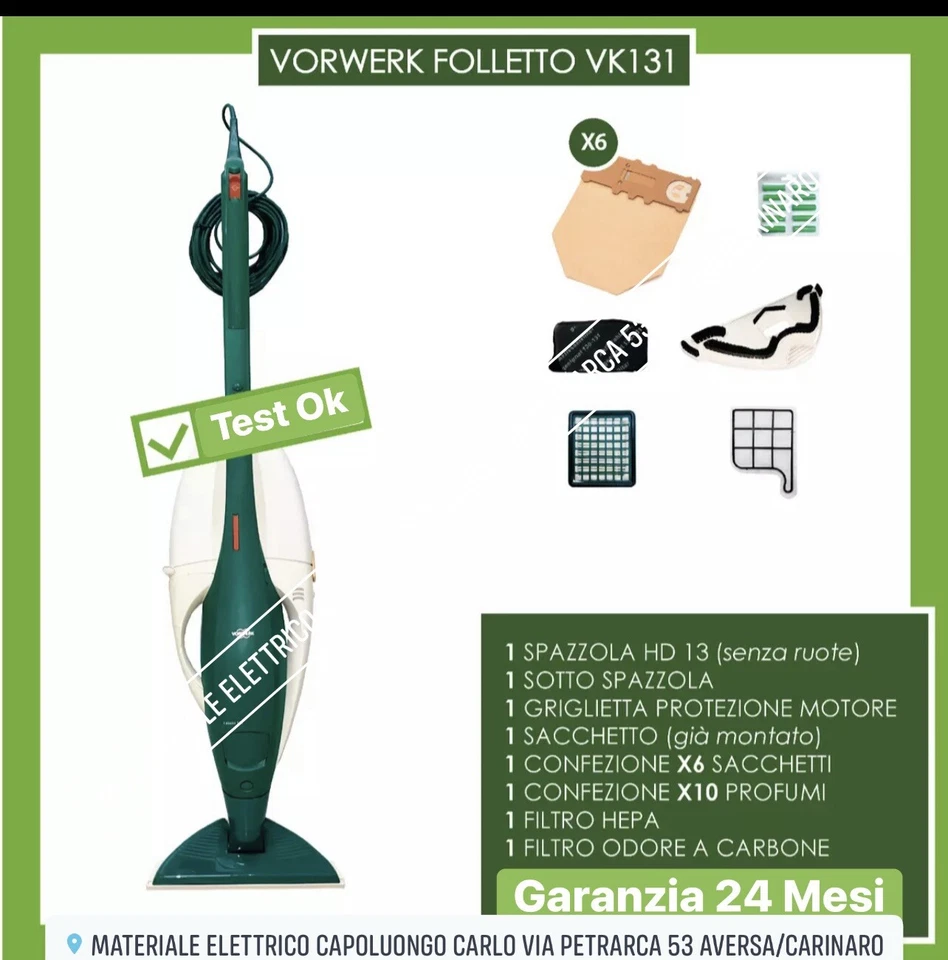 ASPIRAPOLVERE 130/131  VORWERK FOLLETTO KOBOLD RIGENERATO 24 MESI DI GARANZIA