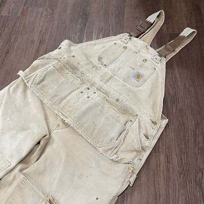 Carhartt Bib Overalls Men's 46x30 R28 BRN Brown Nail Apron
