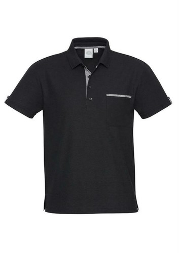 Mens Edge Polo Shirt Black Check Hotel 