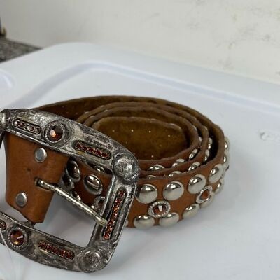 NWT Vintage Leatherock Sz Small Brown Leather Studded  display picture 2