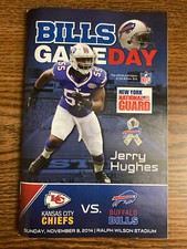 JERRY HUGHES Buffalo Bills GAME PROGRAM Kansas City Chiefs 11/9/14 jersey card