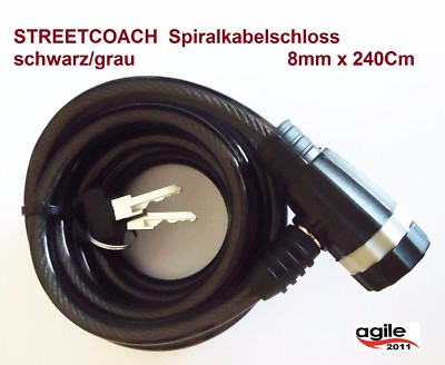 240cm Fahrradschloss Spiralkabelschloss schwarz/grau Fahrrad Schloss | eBay