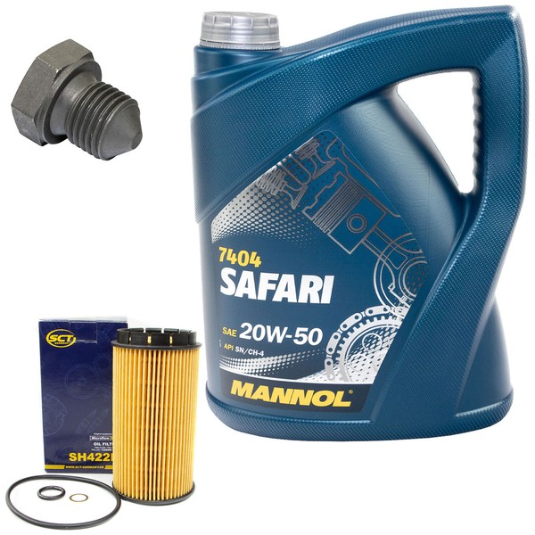 MotoröL Set 20W-50 5 Liter + ÖLfilter SH 422 P + Schraube FüR Audi Seat VW Polo-image