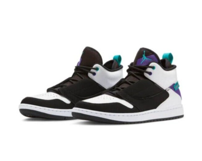 MENS NIKE AIR JORDAN ''FADEAWAY'' LEATHER HIGH TOPS [SIZE 9.5/WOMENS 11] BLK/WHITE