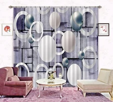 3D White Circle Ball ZHUA3473 Photo Curtain Window Blockout Fabric Amy 2023