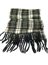 Vintage 40s 50s 60s plaid tartan knitted wool scarf fringe Mens