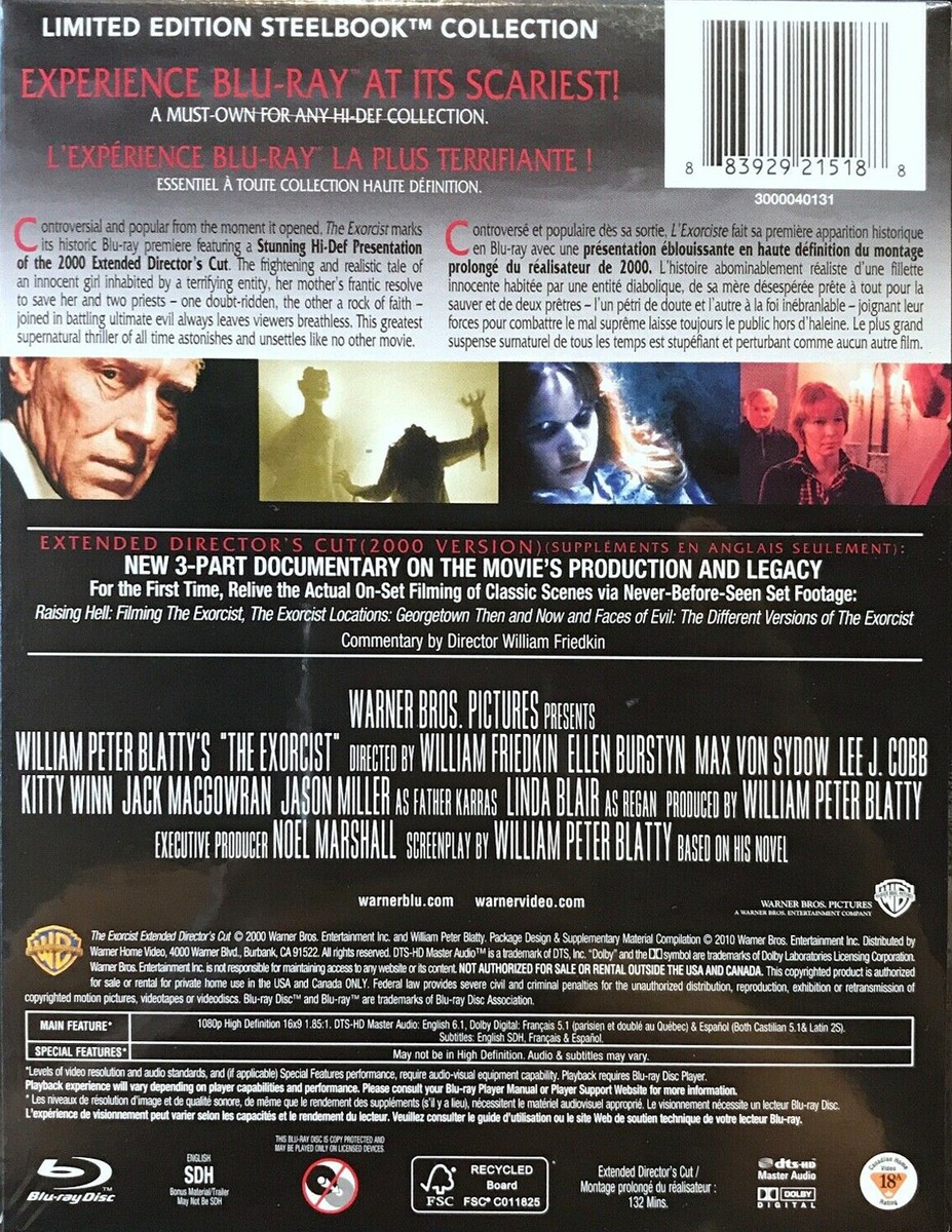 THE EXORCIST Blu-ray Steelbook Limited Extended Director's Cut NEW