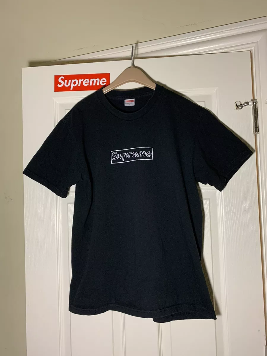 Supreme Kaws Chalk Logo Tee Black Medium SS21 | eBay