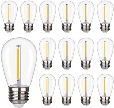 Waterproof S14 LED Light Bulbs Outdoor String Lights Replacement E26 Base 15Pk