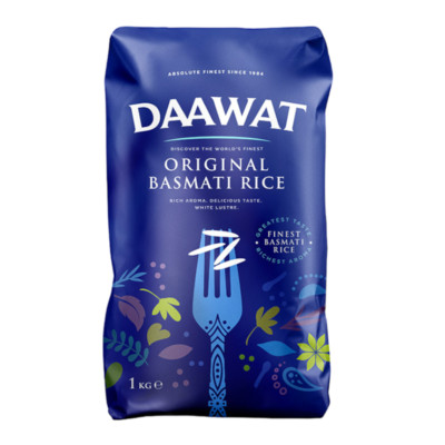 Daawat 1kg Original Basmatireis Premium Qualität Langer Korn Basmati Rice