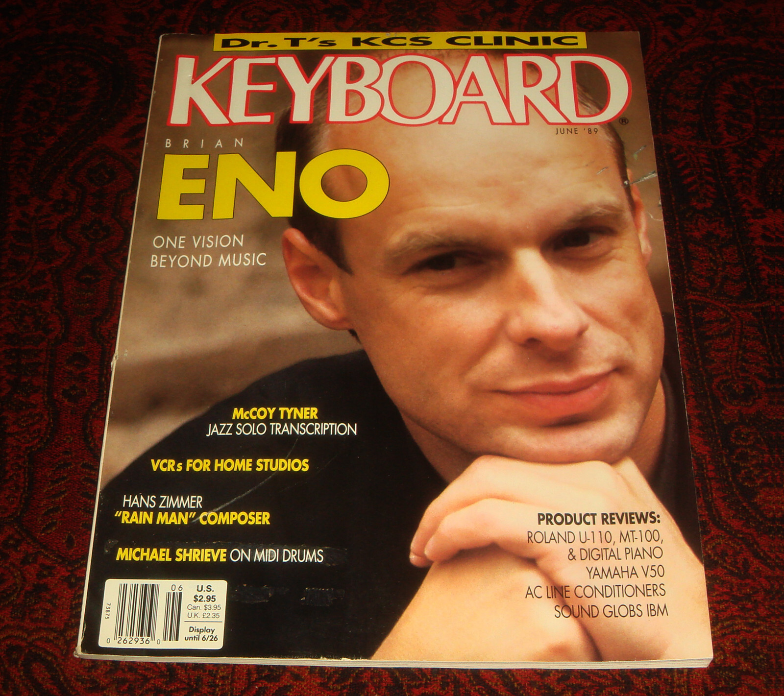 Brian Eno Keyboard Magazine June 1989 - Roland MT-100 U-110 Yamaha V50 Synth Gear Guide-image