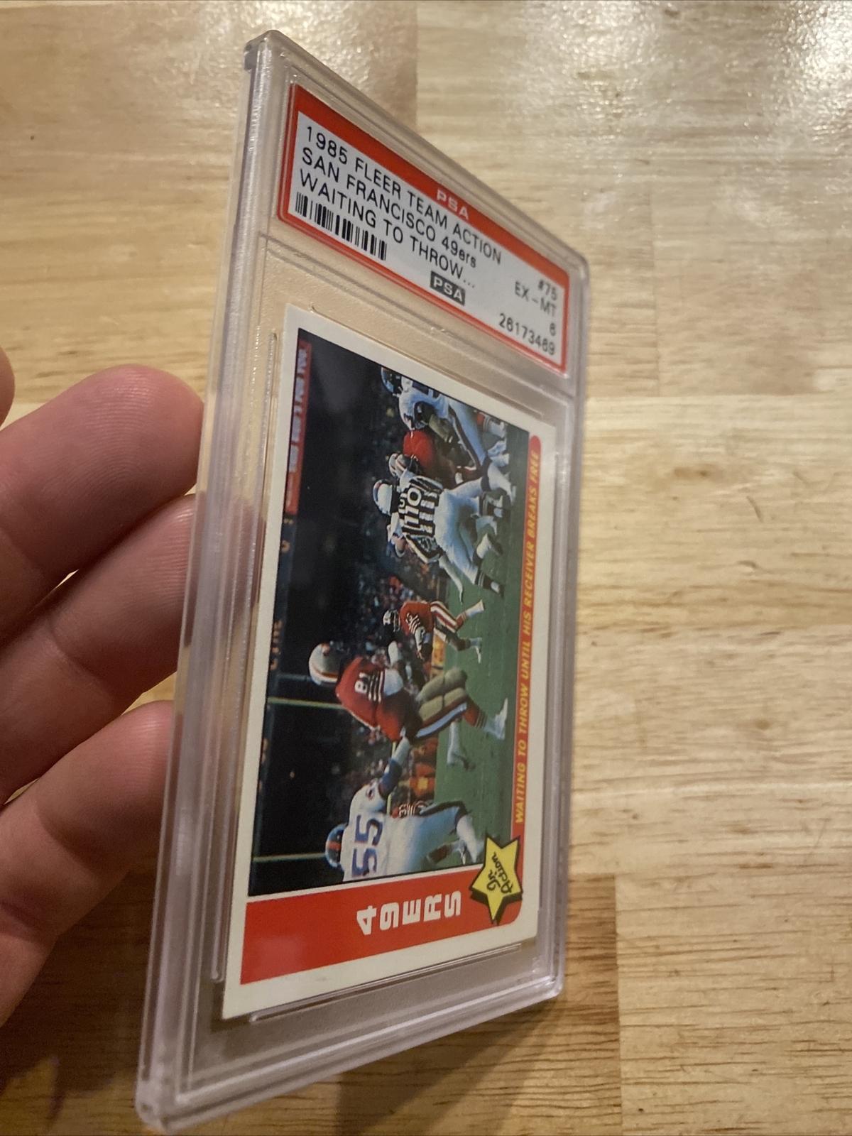 Joe Montana PSA 6 Fleer NFL 1985 Vintage San Francisco 49ers Football Card HOF view 11