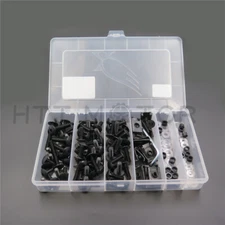 Black Motorcycle Sportbike Complete Fairing Bolts Kit Fastener Clips Screws New