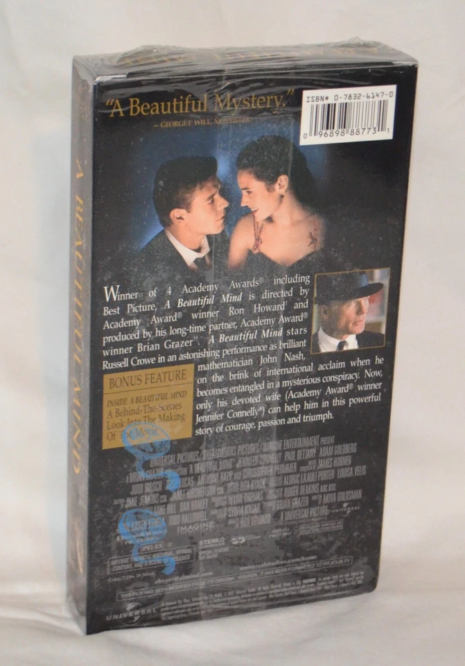 A Beautiful Mind (1991) New Sealed VHS Video Tape Movie Russell Crowe - Image 2 of 4