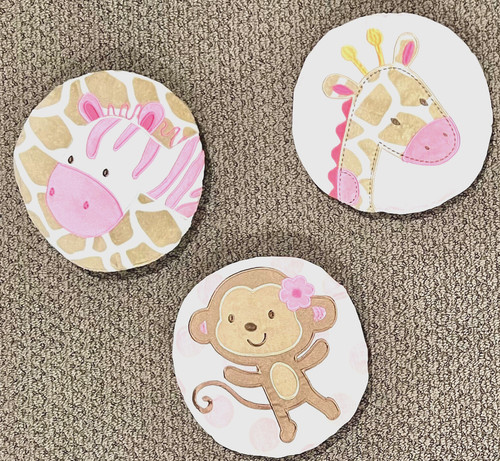 Kidsline Giraffe, Monkey, & Zebra Safari Animals Wall Decor Set of 3 Wall Decor