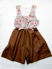 Vintage Girl Scouts Kids 10 Brownie Floral Jumper/Romper Uniform 1980s 01123