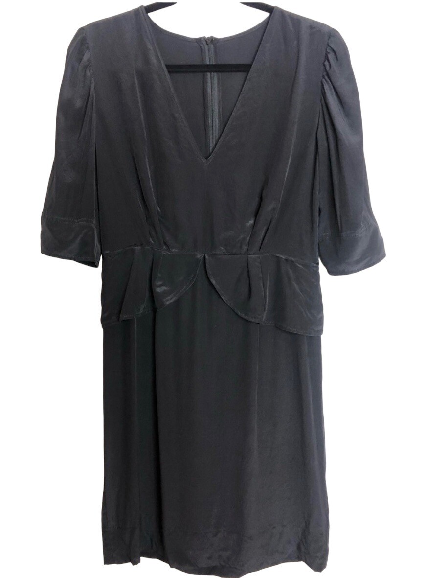 【関税込み】Stella McCartney ブラック コンパクト ドレス Stella McCartney Black 100% Silk Short Sleeve Mini Dress
