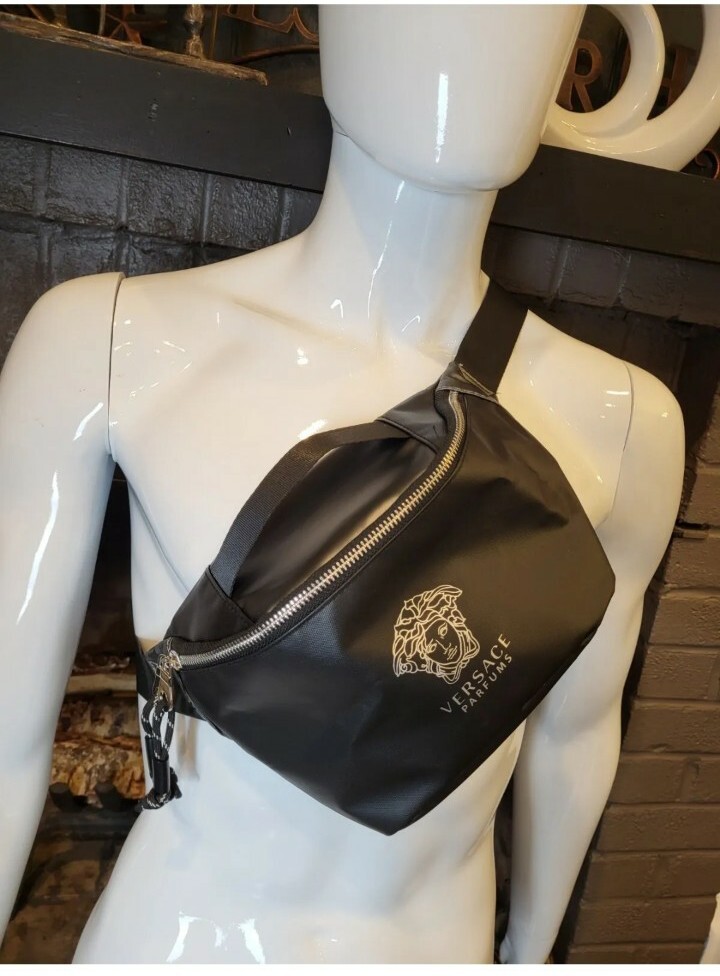 Versace Belt Bag Black Travel Pouch Fanny Pack Crossbody