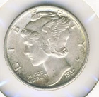 1937 SILVER MERCURY DIME !!   Mint State !  Split Bands