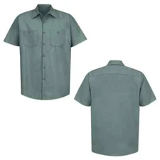 Red Kap Work Shirt Solid Color 2 Pocket Men's Industrial Uniform Short Sleeve