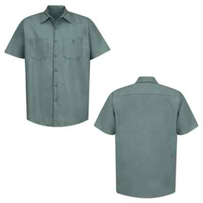 Red Kap Work Shirt Solid Color 2 Pocket Men's Industrial Uniform Short Sleeve