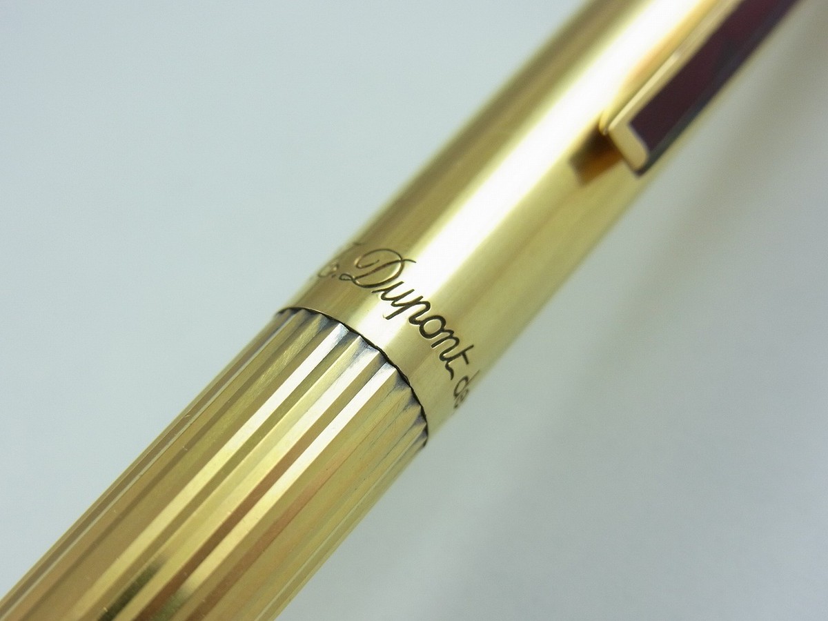 S.T. DupontスターリングSV/Vermeilボールペン S.T. Dupont Classic Vermeil 925 Red Clip Ballpoint Pen (damaged