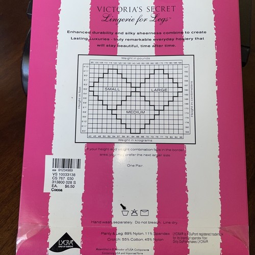 NWT VICTORIA'S SECRET Sheer to Waist Pantyhose Lasting Luxuries Small NIP Cocoa - Picture 5 of 8
