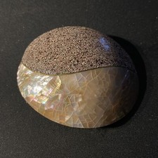 Vintage Handcrafted  Albalone Sea Shell Belt Buckle 3 3/8  X 2 3/4  