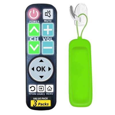 LUNOAOA Big Button TV Remote for Vizio, Green Cover and Hook