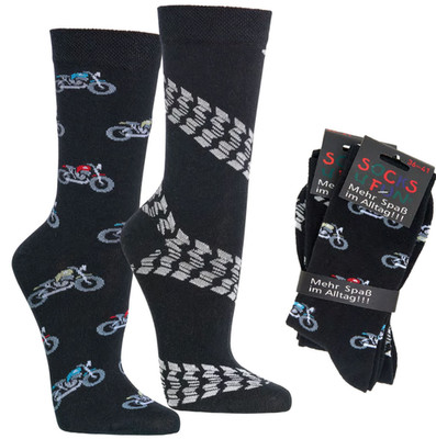 2 Paar Socken Socks 4 Fun witzige Motive Motorrad Biker gr 36 - 41 / 42 - 47