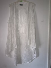 Espresso White Sleeveless Med Stylish Embroidered Swimsuit Cover Up 3034