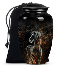 Black Horse Funeral Large Urn For Ashes For Mom Dad 10 Inch
