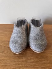 Glerups Shoes Gray Wool Felt Slipper With Leather Bottom - EU Size 36