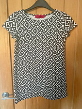 Boohoo Tunic Top Womens UK 8 Black White Geometric Print VGC Stretch Worn Once