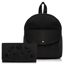 Damenrucksack T-18-BL und Damenledergeldb&ouml;rse T-01-BL Geschenkset ZUP-24-BL Paol