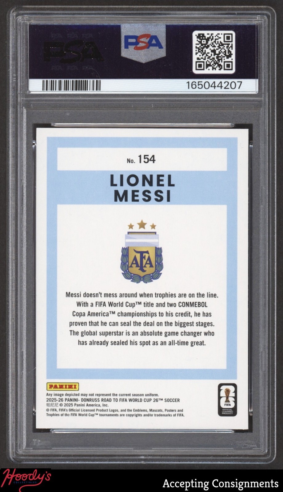 2025-26 Donruss FIFA World Cup Cubic Lionel Messi ARGENTINA PSA 9 MINT view 2