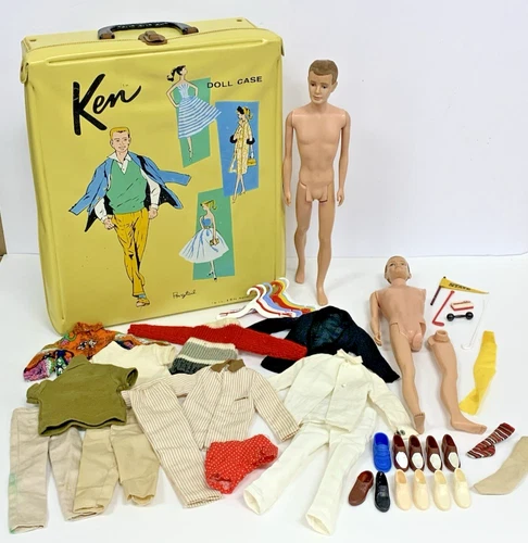 Vintage 1961 Mattel Ken Doll Lot With Case & Original Clothing Shoes Accessories