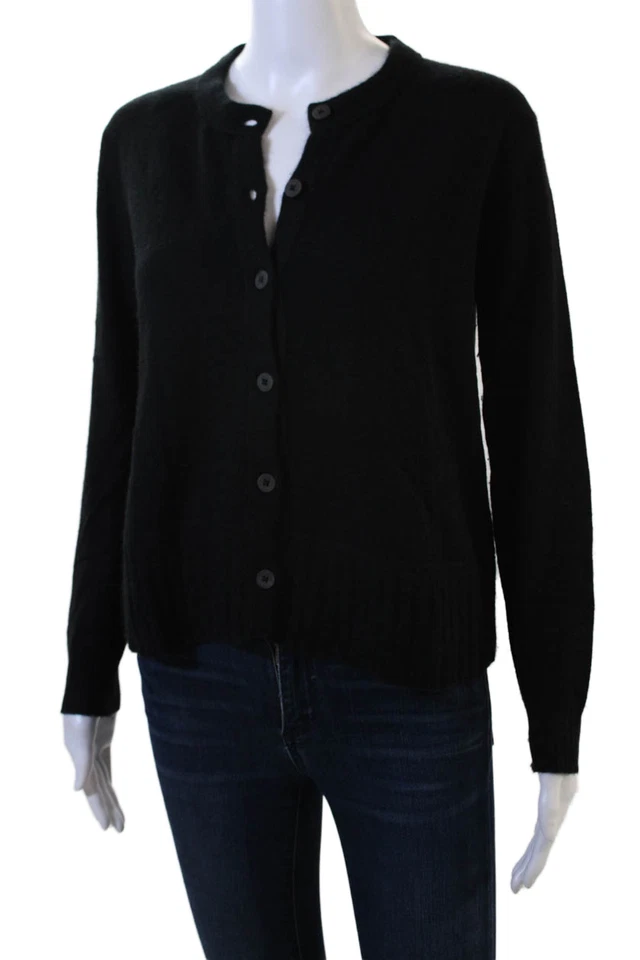 Cárdigan para mujer Inhabit negro 100 % cachemir botón cuello redondo talla S Foto 2 de 4