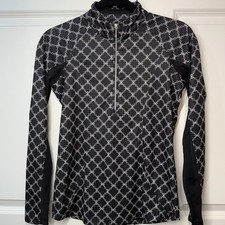 Pebble Beach Designer Ladies Quarter Zip Long Sleeve Golf Top Mesh Black Sz XS